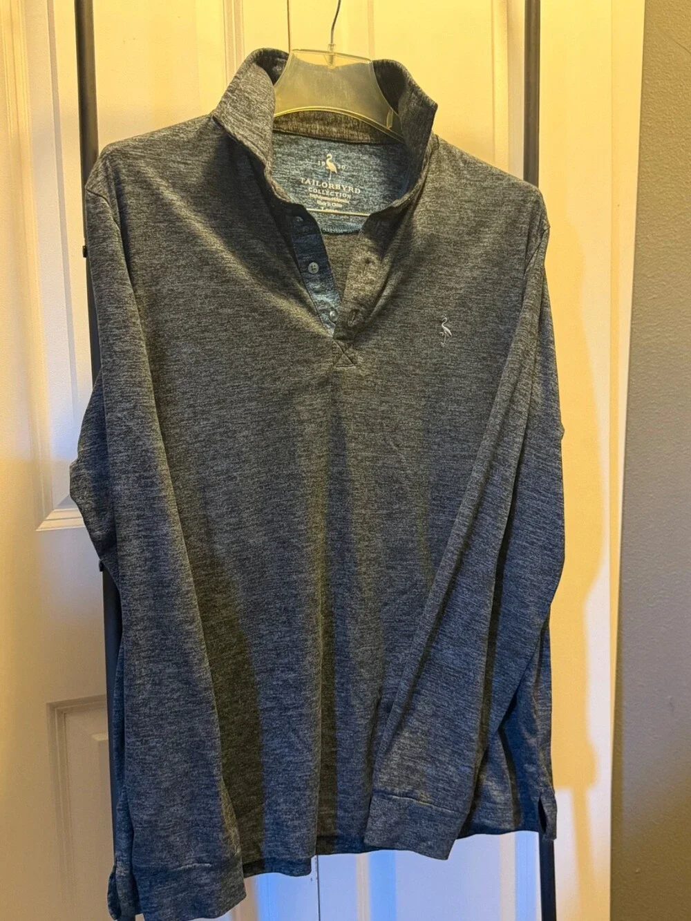 TailorByrd Collection Men's Large Blue Heather Performance Henley Pullover L